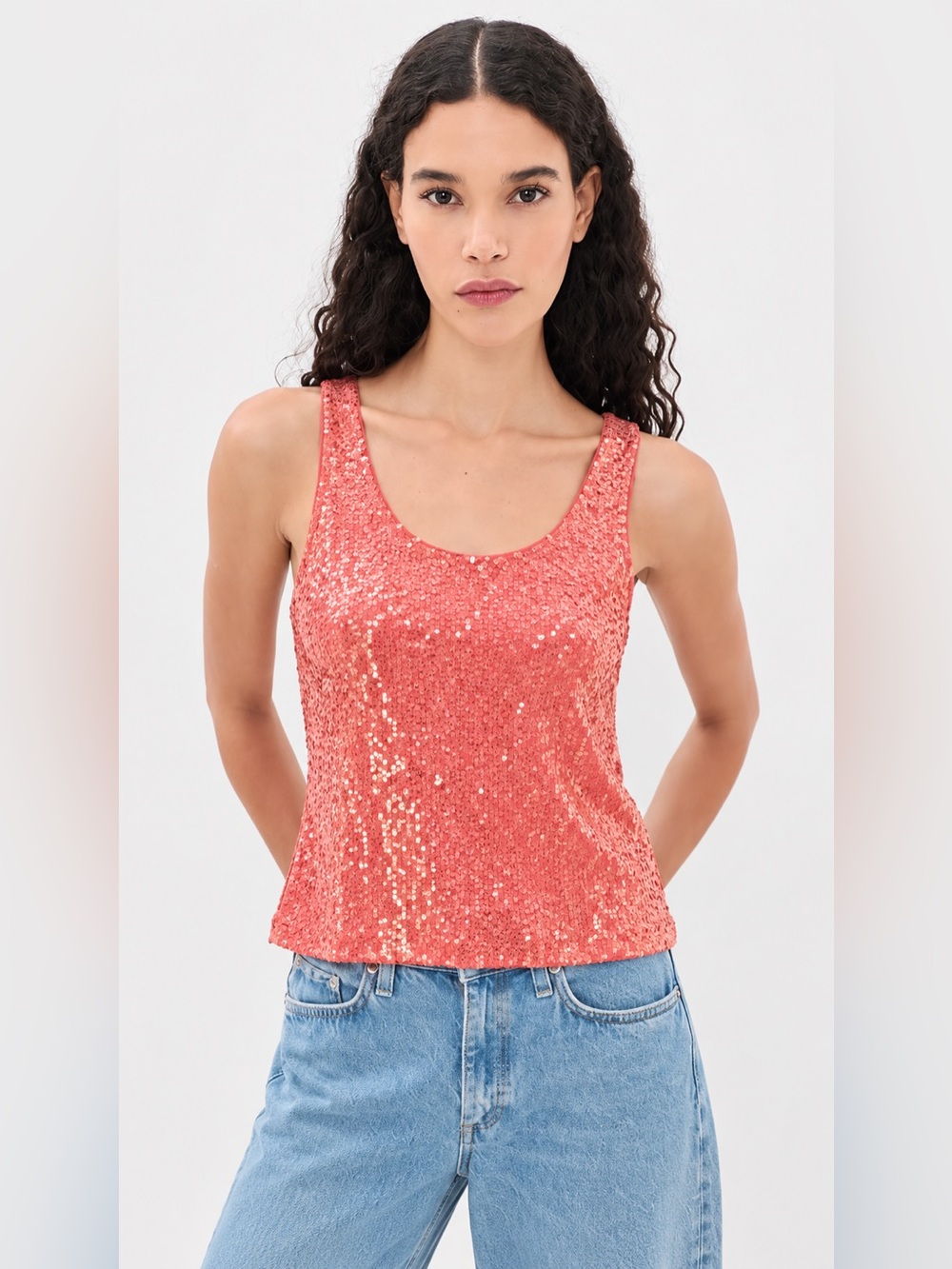 J. Crew Coral Sequin Tank Top Cami Sleeveless 400